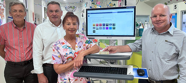 Pictured left to right are Dr Andrew Terrey, Geoff Scofield CEO Westlawn Finance, Amanda Fryer (NUM Children’s Ward) and Mark Dougherty, Director Westlawn Finance.