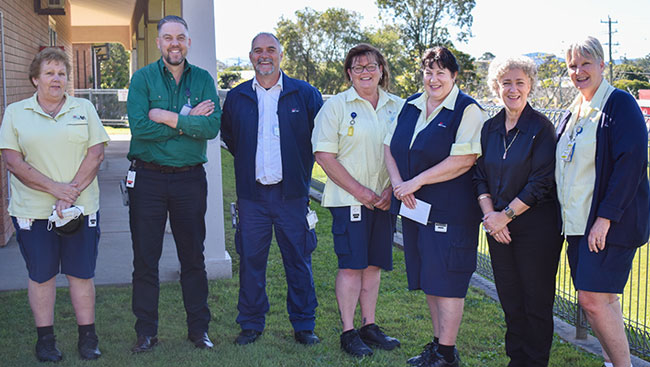 Rosemary Newman, cleaner, Darren Skinner, Deputy Director of Nursing, Jason Whitton, Operational Services Coordinator, Karen Davison, cleaner, Leanne Mason, cleaner, Sandra Vidler, EO/DON, Trish Fletcher, cleaner.