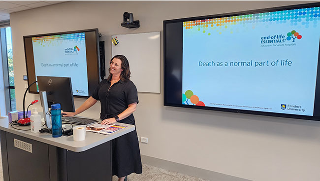 CNC Karen Cooley presenting in the new Learning, Development & Research Centre at the newly opened Tweed Valley Hospital