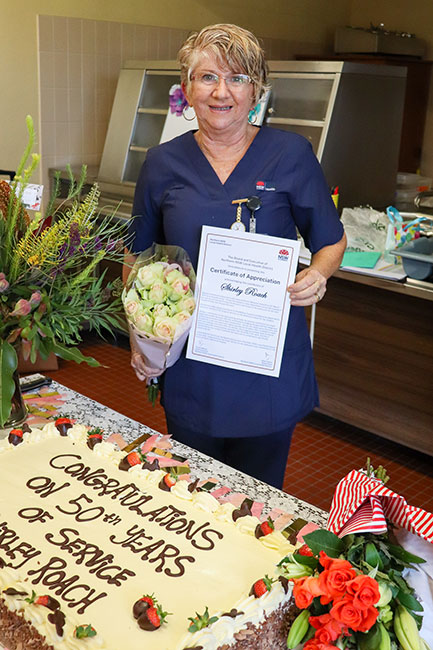 Shirley enjoying her celebratory cake