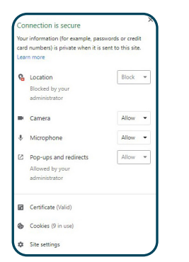 Connection security dialog box