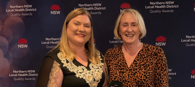 Photo of 2 women, winners of the award for Excellence in Multicultural Healthcare